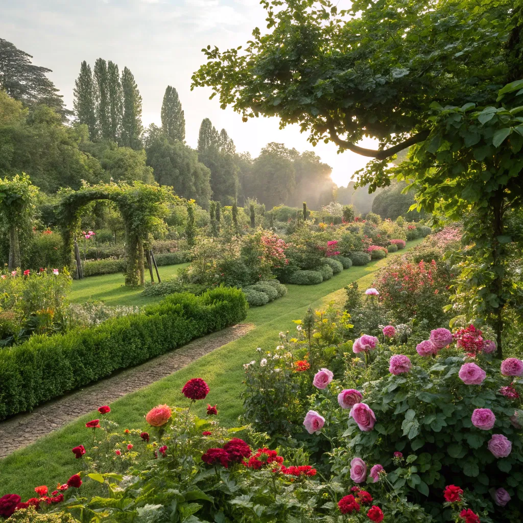 Lush green eco-garden with vibrant flowers